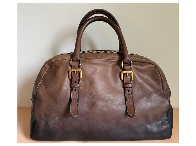 Prada Ombre Glacé Bowling Tasche Braun - Ansicht 12