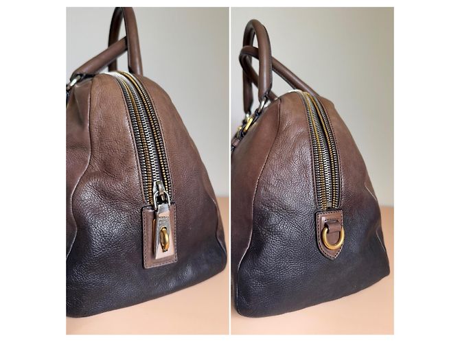 Prada Borsa Bowling Ombre Glacé Marrone - vista 4