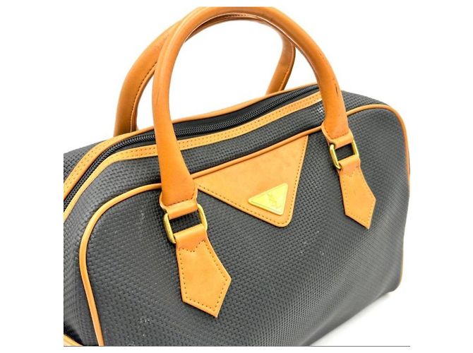Borsa a mano Yves Saint Laurent in tela nera e pelle Marrone Nero - vista 3