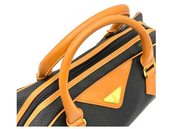 Borsa a mano Yves Saint Laurent in tela nera e pelle Marrone Nero - vista 7
