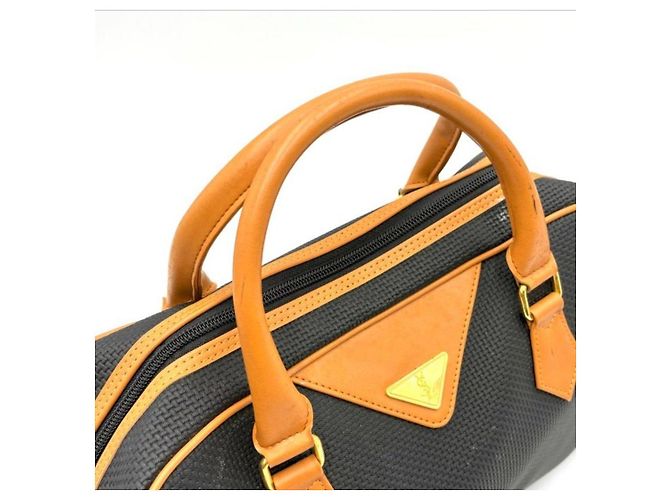 Borsa a mano Yves Saint Laurent in tela nera e pelle Marrone Nero - vista 8