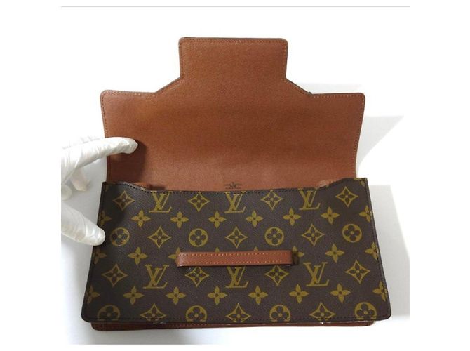 Louis Vuitton Pochette Monogram in Pelle e Tela Marrone - vista 8