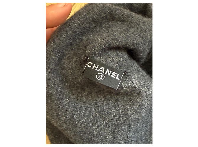 Berretto Chanel in lana nero e grigio - vista 3