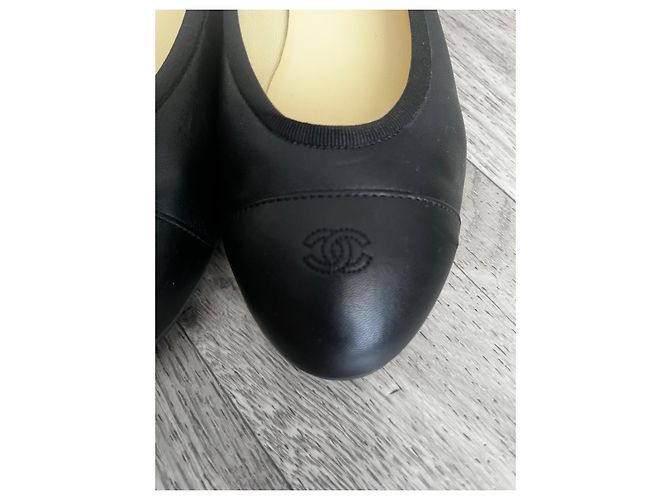 Chanel Black Leather Ballet Flats - view 2