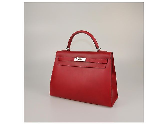 Hermès Borsa Kelly Sellier 32 Hermes Rouge Vif Tadelakt Palladium Hardware Rosso - vista 2