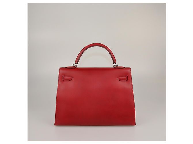 Hermès Borsa Kelly Sellier 32 Hermes Rouge Vif Tadelakt Palladium Hardware Rosso - vista 3