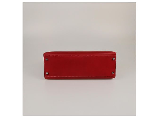 Hermès Borsa Kelly Sellier 32 Hermes Rouge Vif Tadelakt Palladium Hardware Rosso - vista 4