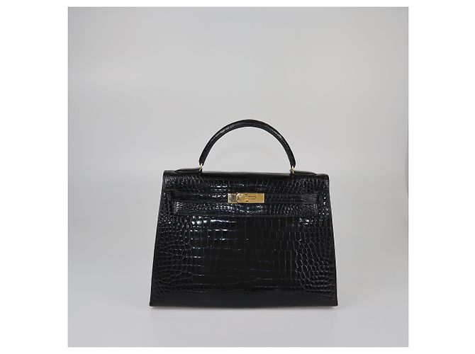Hermès Hermes Kelly Sellier 32 in Coccodrillo Porosus Nero con hardware Gold - vista 2