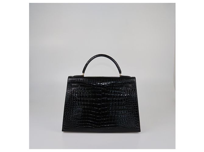 Hermès Hermes Kelly Sellier 32 in Coccodrillo Porosus Nero con hardware Gold - vista 4