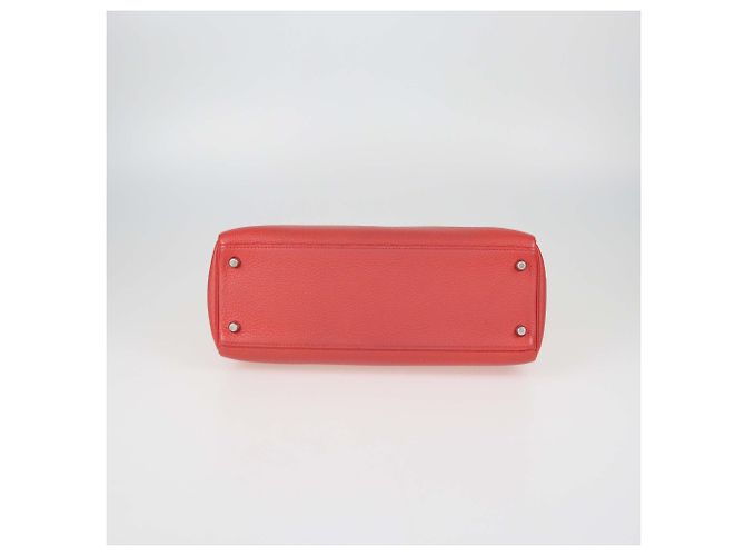 Hermès Borsa Hermes Kelly Returne 32 in pelle Clemence rossa con hardware in palladio Rosso - vista 5