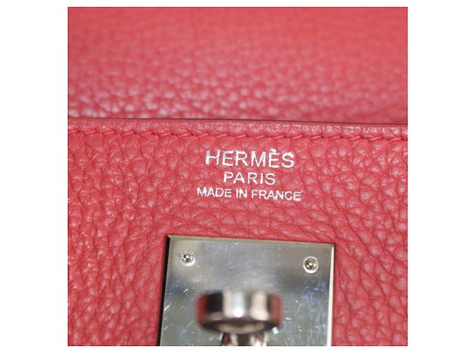 Hermès Borsa Hermes Kelly Returne 32 in pelle Clemence rossa con hardware in palladio Rosso - vista 6