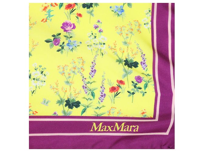 Max Mara Seidenschal mit floralem Print in Lila/Gelb - Ansicht 3
