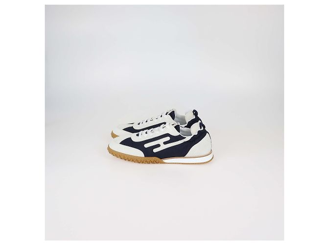 Baskets Jet Hermès en toile technique et daim Bleu Marine/Blanc - vue 4