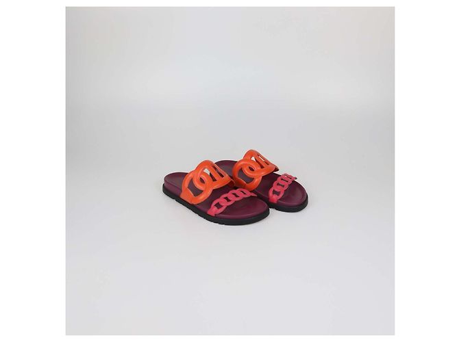 Hermès Hermes Extra Sandalen aus Leder Orange/Pink Mehrfarben - Ansicht 2