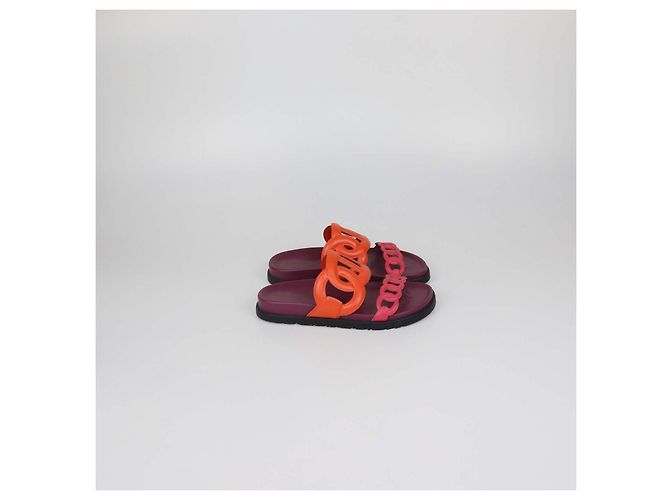 Hermès Hermes Extra Sandalen aus Leder Orange/Pink Mehrfarben - Ansicht 3
