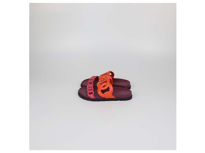 Hermès Hermes Extra Sandalen aus Leder Orange/Pink Mehrfarben - Ansicht 4
