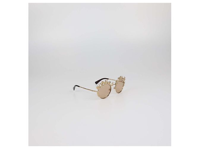 Occhiali da sole Chanel Oro/Marrone Decorati D'oro - vista 2