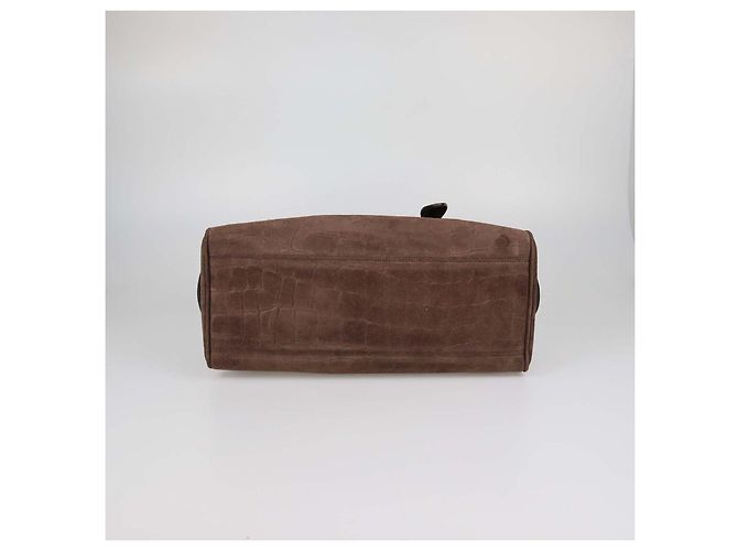 Jacquemus Borsa Bowling The Turismo in camoscio marrone effetto coccodrillo - vista 4