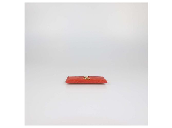 Tarjetero Saint Laurent de piel acolchada roja Cassandre - vista 4