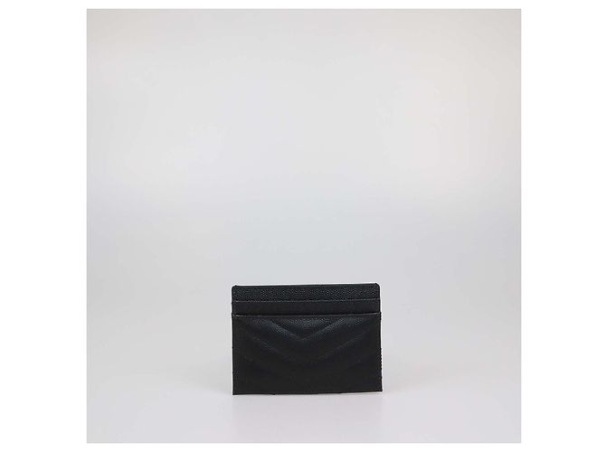 Saint Laurent Cassandre Kartenetui aus schwarzem gestepptem Leder - Ansicht 3