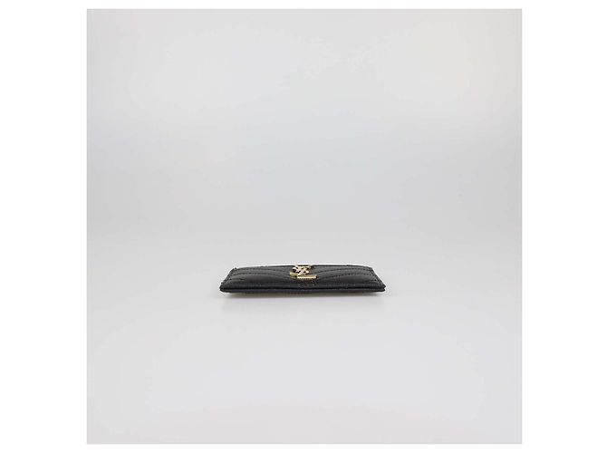 Saint Laurent Cassandre Kartenetui aus schwarzem gestepptem Leder - Ansicht 4