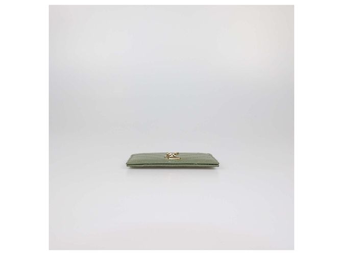 Tarjetero Saint Laurent de piel acolchada verde Cassandre - vista 4