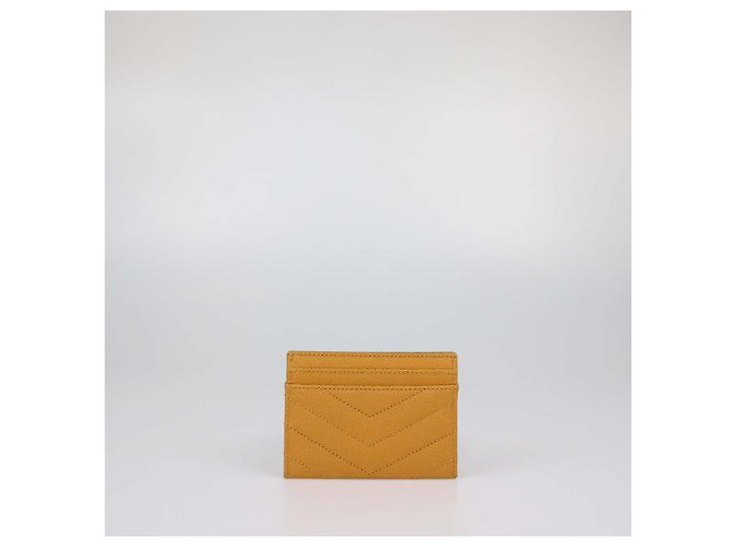 Tarjetero Saint Laurent Cassandre de piel acolchada amarilla Amarillo - vista 3