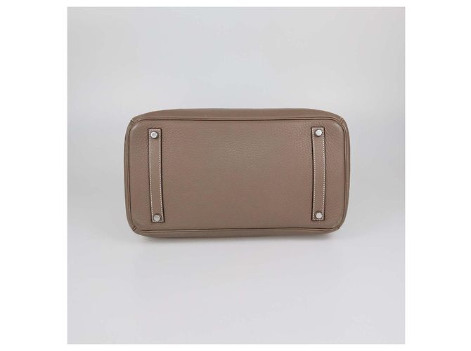 Hermès Borsa Birkin 35 in pelle Clemence Etoupe con hardware Palladium Hermes Beige - vista 4