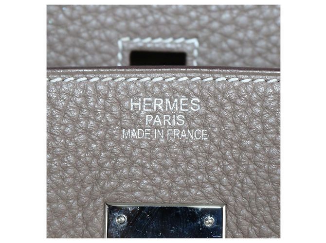 Hermès Borsa Birkin 35 in pelle Clemence Etoupe con hardware Palladium Hermes Beige - vista 5