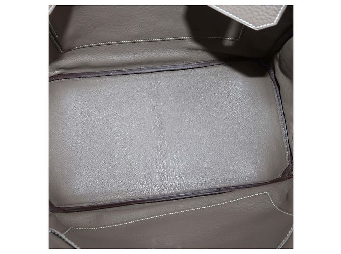 Hermès Borsa Birkin 35 in pelle Clemence Etoupe con hardware Palladium Hermes Beige - vista 6