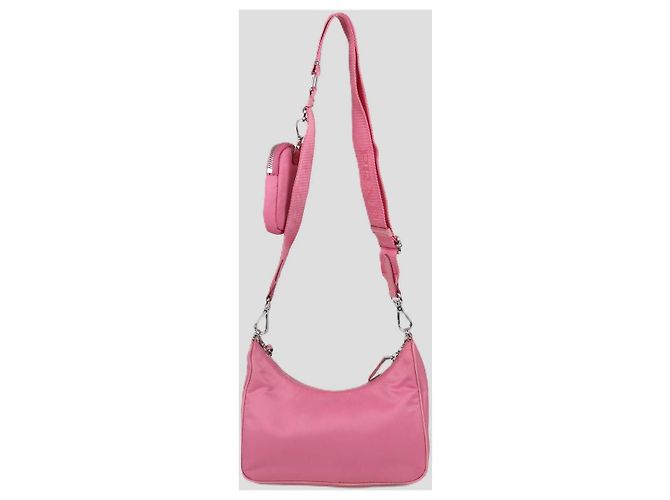 Borsa a tracolla Prada Re-Edition 2005 in nylon rosa e pelle Saffiano - vista 3
