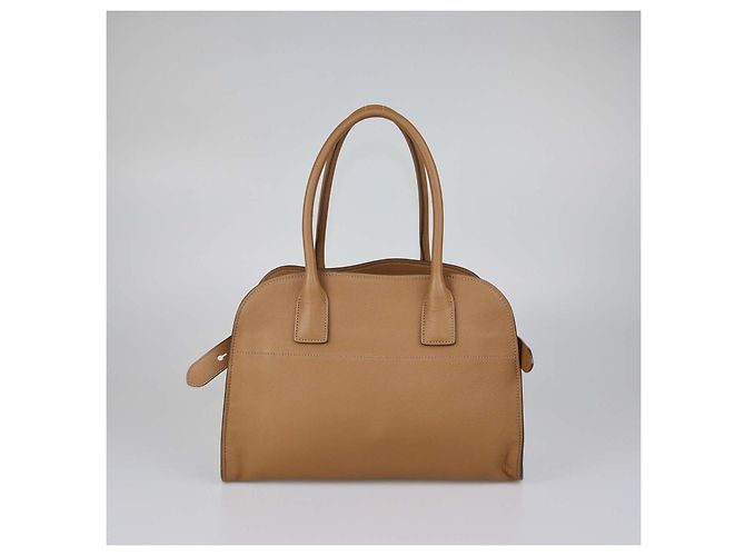 Borsa satchel aperta in pelle marrone Prada - vista 3