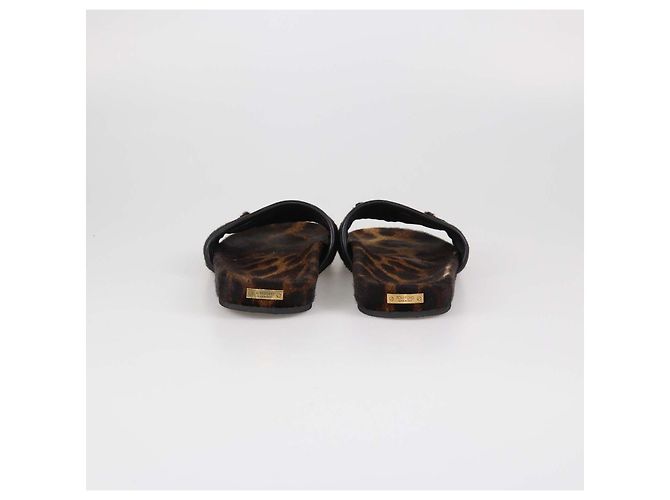 Ciabatte con catena in pelo di vitello stampa leopardata marrone/nero Tom Ford - vista 5
