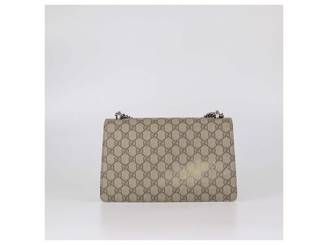 Borsa a tracolla Small Dionysus Gucci in tela GG Supreme beige/nero e camoscio - vista 3