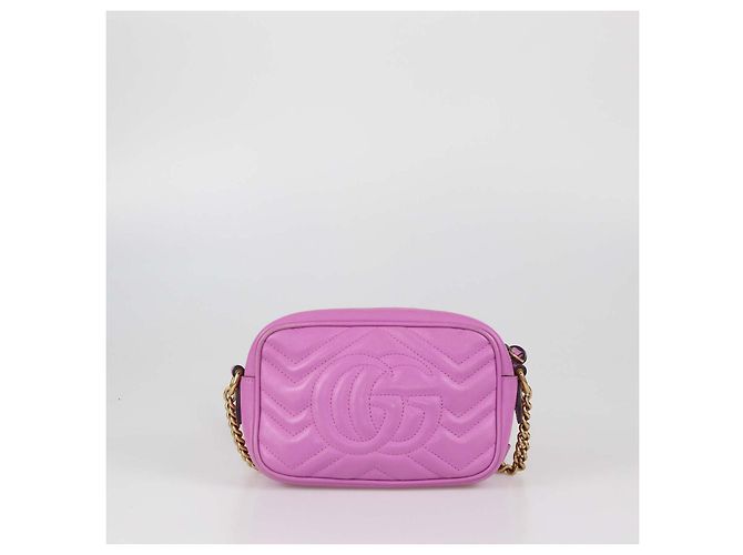 Mini bolso Gucci GG Marmont de piel acolchada rosa - vista 3