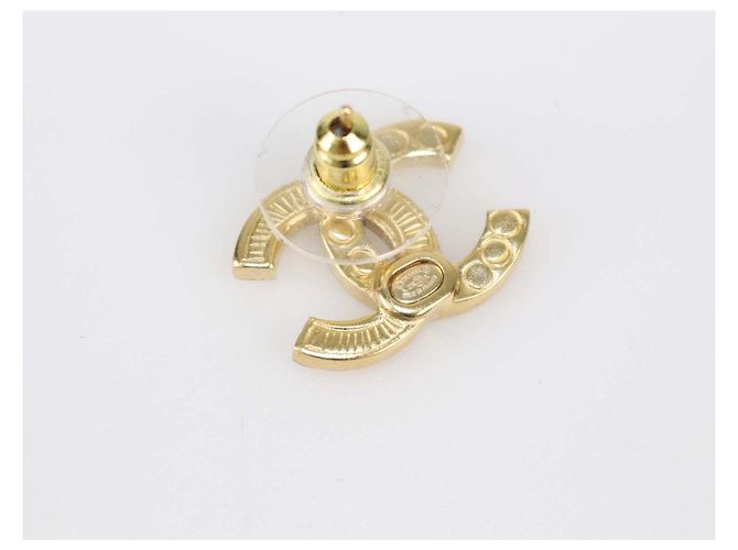 Orecchini a lobo Chanel Gold Tone CC Crystals D'oro - vista 4