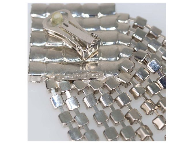 Orecchini a clip Alessandra Rich Silver Tone Square Crystal Cascade Drop Argento - vista 5
