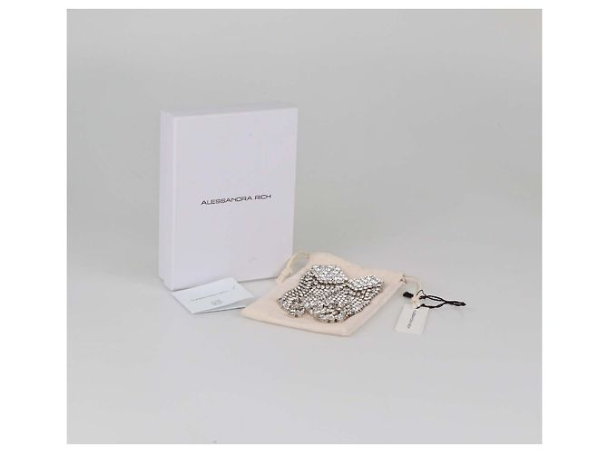 Orecchini a clip Alessandra Rich Silver Tone Square Crystal Cascade Drop Argento - vista 6
