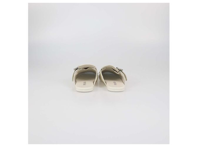 Mules Shuffle in pelle Off White con frange Prada Bianco - vista 5