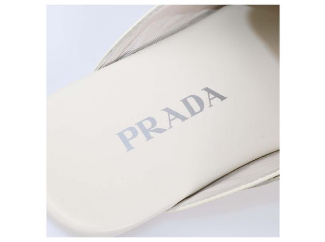 Mules Shuffle in pelle Off White con frange Prada Bianco - vista 6