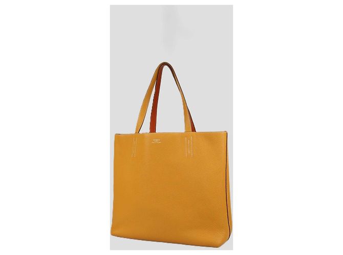 Hermès Borsa Tote reversibile Hermes Orange Curry Clemence Leather Double Sens 36 Arancione - vista 2