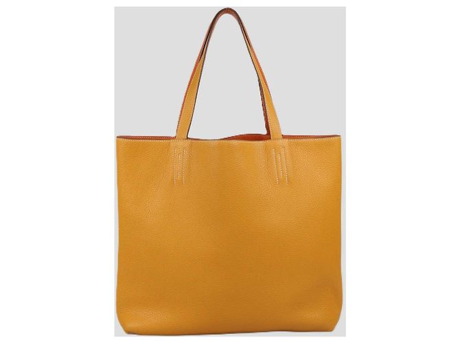 Hermès Borsa Tote reversibile Hermes Orange Curry Clemence Leather Double Sens 36 Arancione - vista 3