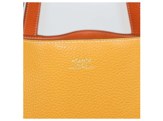 Hermès Borsa Tote reversibile Hermes Orange Curry Clemence Leather Double Sens 36 Arancione - vista 5