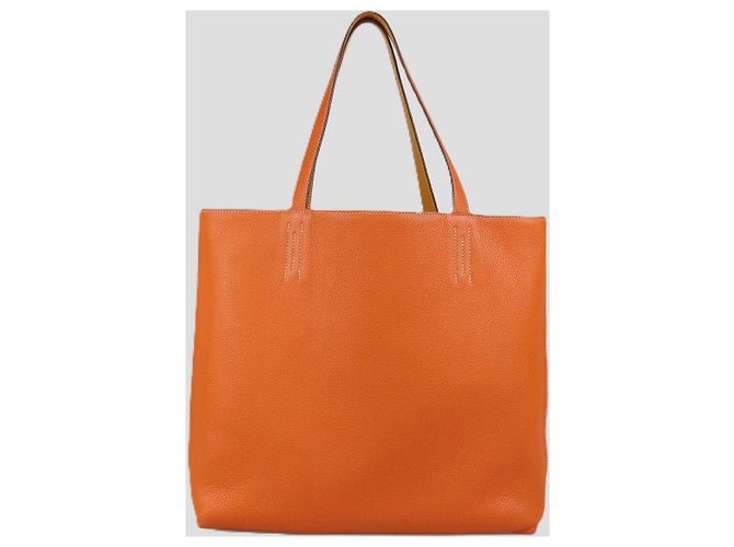 Hermès Borsa Tote reversibile Hermes Orange Curry Clemence Leather Double Sens 36 Arancione - vista 6