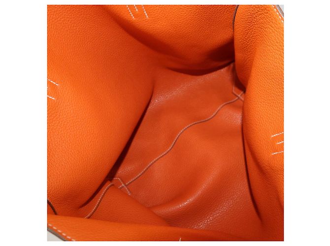 Hermès Borsa Tote reversibile Hermes Orange Curry Clemence Leather Double Sens 36 Arancione - vista 7