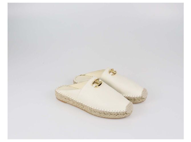 Mules Espadrilles VLogo in pelle bianca Valentino Bianco - vista 2