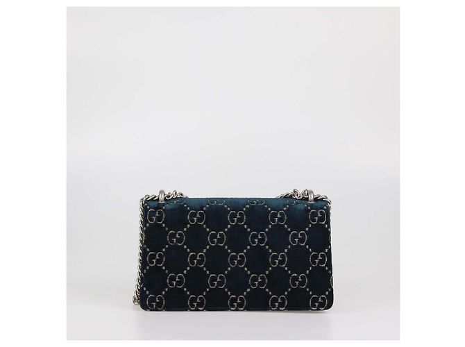 Bolsa de Ombro Dionysus Pequena Retangular em Veludo e Couro GG Teal/Black da Gucci Preto Azul - vista 3