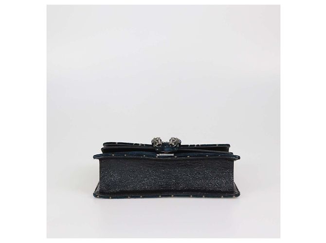 Bolsa de Ombro Dionysus Pequena Retangular em Veludo e Couro GG Teal/Black da Gucci Preto Azul - vista 4