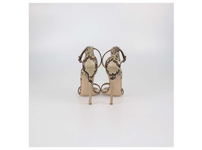 Gianvito Rossi Beige Python Ankle Strap Sandals - view 5