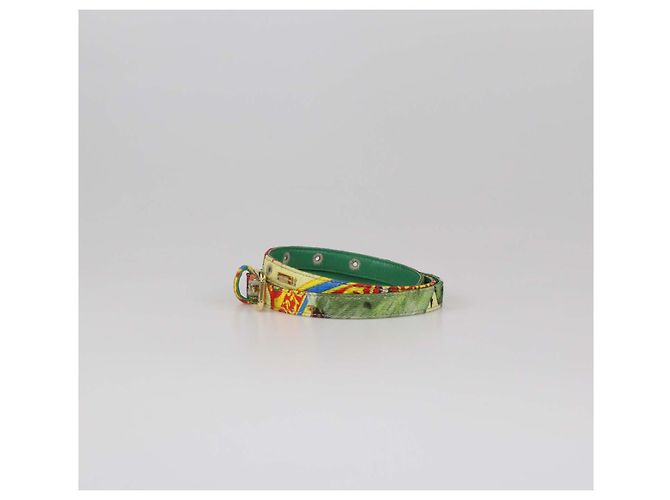 Dolce & Gabbana Multicolor Fabric and Leather Printed Thin Belt Multiple colors - view 2